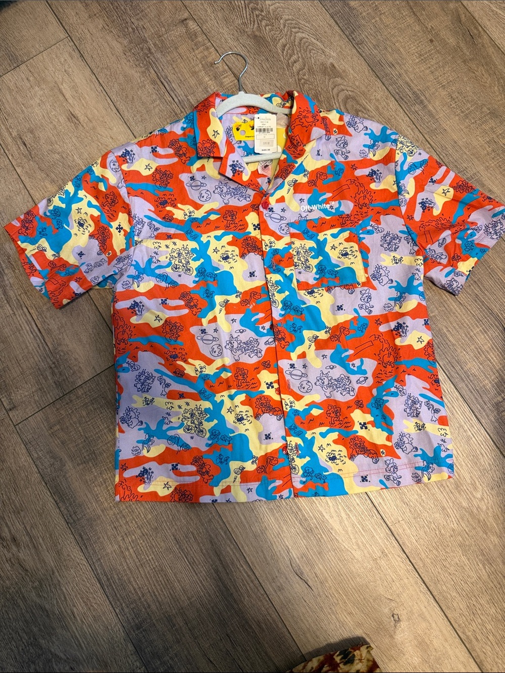 Off-White Kids Short-Sleeve Button-Down Shirt in Red, Blue, Yellow, Purple